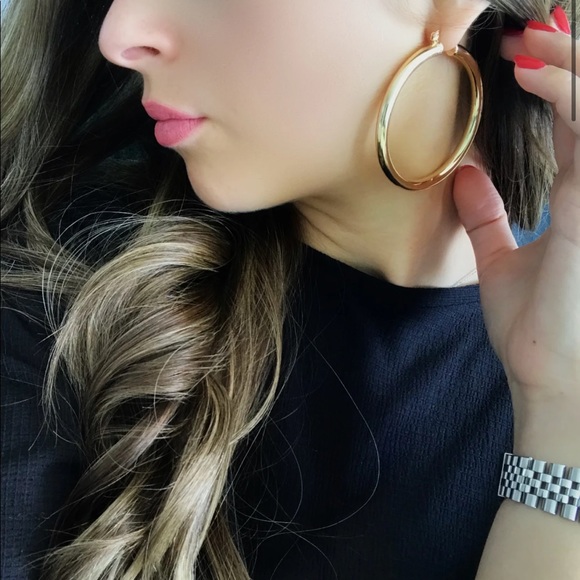 2 inch 18K gold filled hoops - Picture 3 of 4